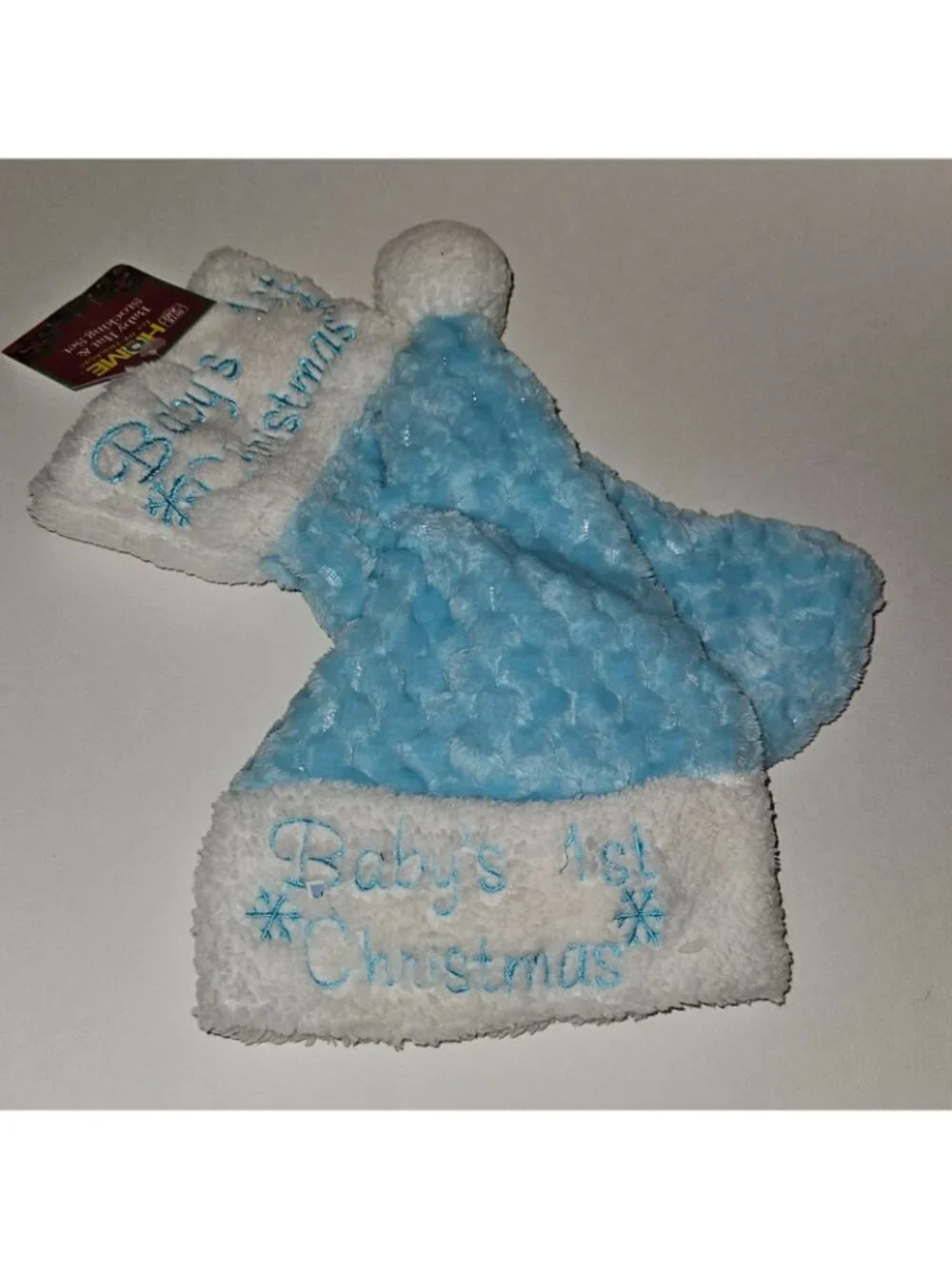 NOS Baby's 1st Christmas Blue White Santa Hat Small Christmas Stocking Lot READ